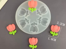 Molde silicona tulipan tallo con 2 hojas 